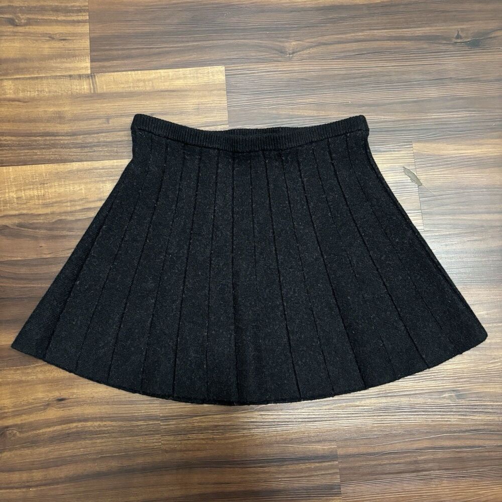 Majorelle Revolve Sz Large Mini Skirt Dark Grey Wool Blend Pleated